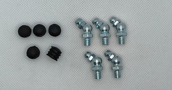 Комплект угловых пресс-масленок М6х1 45 градусов с защитным колпачком 10 шт Комплект угловых пресс-масленок М6х1 45 градусов с защитным колпачком 10 шт